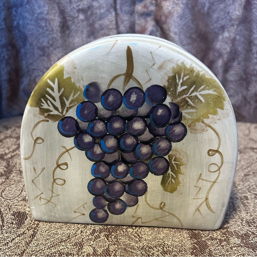 Tabletop unlimited:Cabernet hand painted napkin holder